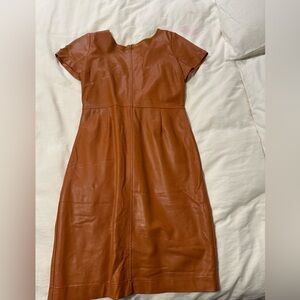 Anthropologie Camel Faux Leather dress